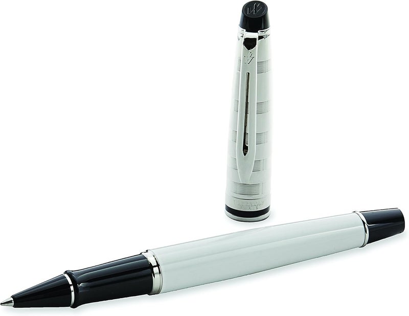 Waterman Expert Deluxe Rollerball Pen with Fine Black Refill - Deluxe White - Image 2
